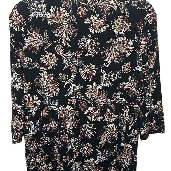 J Jill Wearable Women's Size Medium Paisley Long Line Tunic Black Floral Dress - Picture 6 of 6